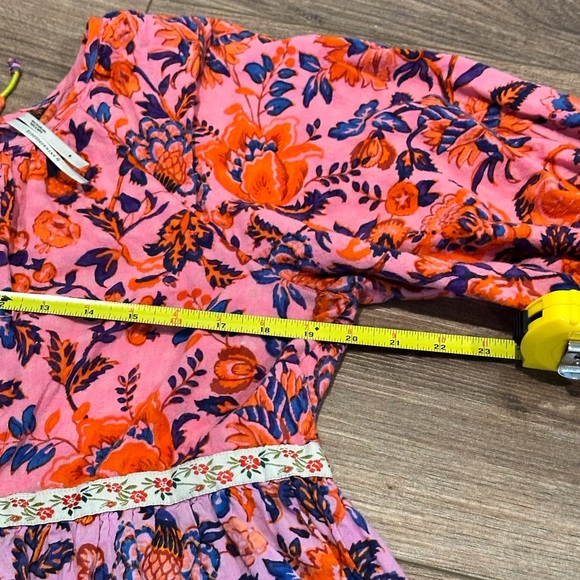 By Anthropologie Pink and Green Floral Tiered Mabel Dress Size Medium - Picture 11 of 12